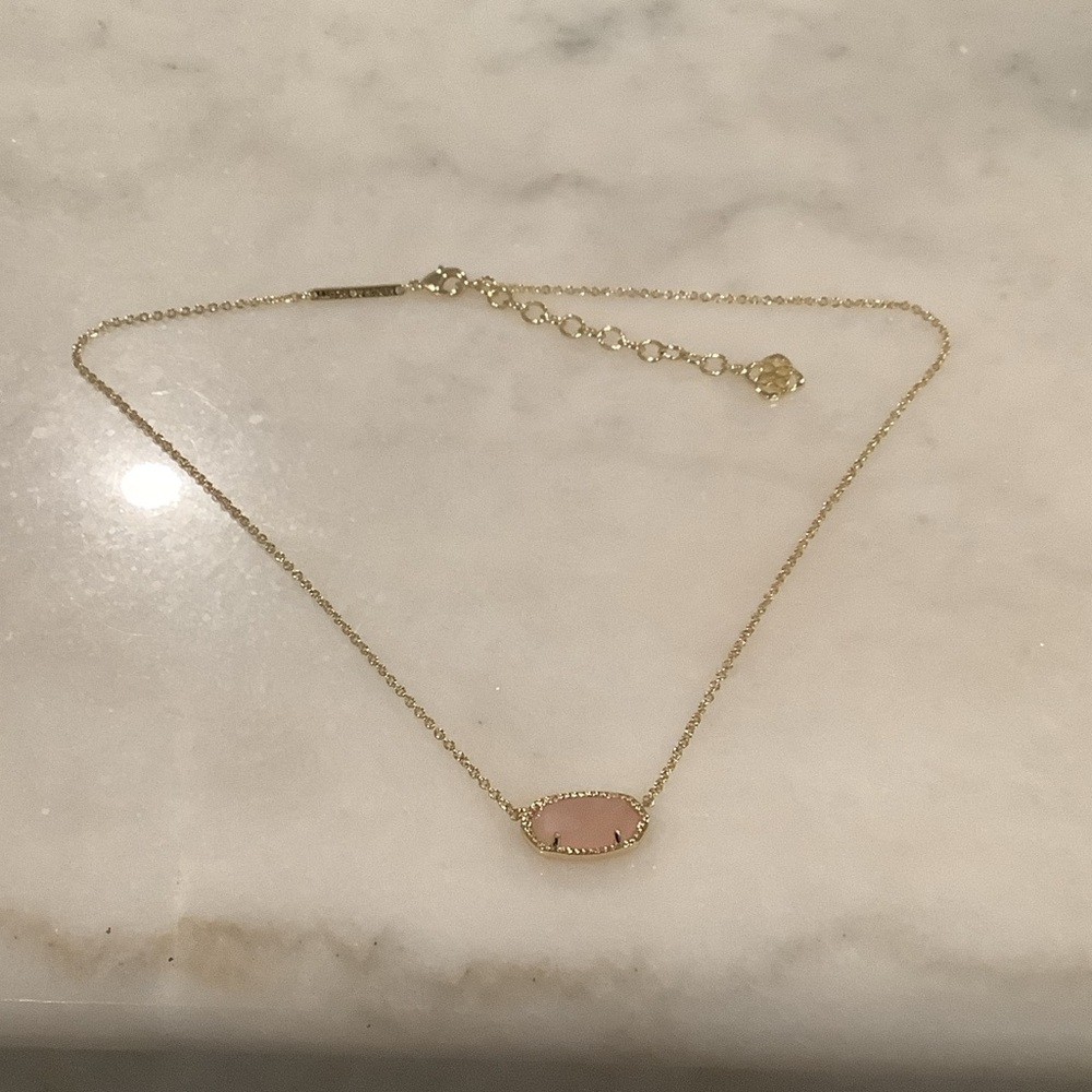 Kendra Scott Elisa Gold Necklace with Rose Quartz Pendant, Brand New